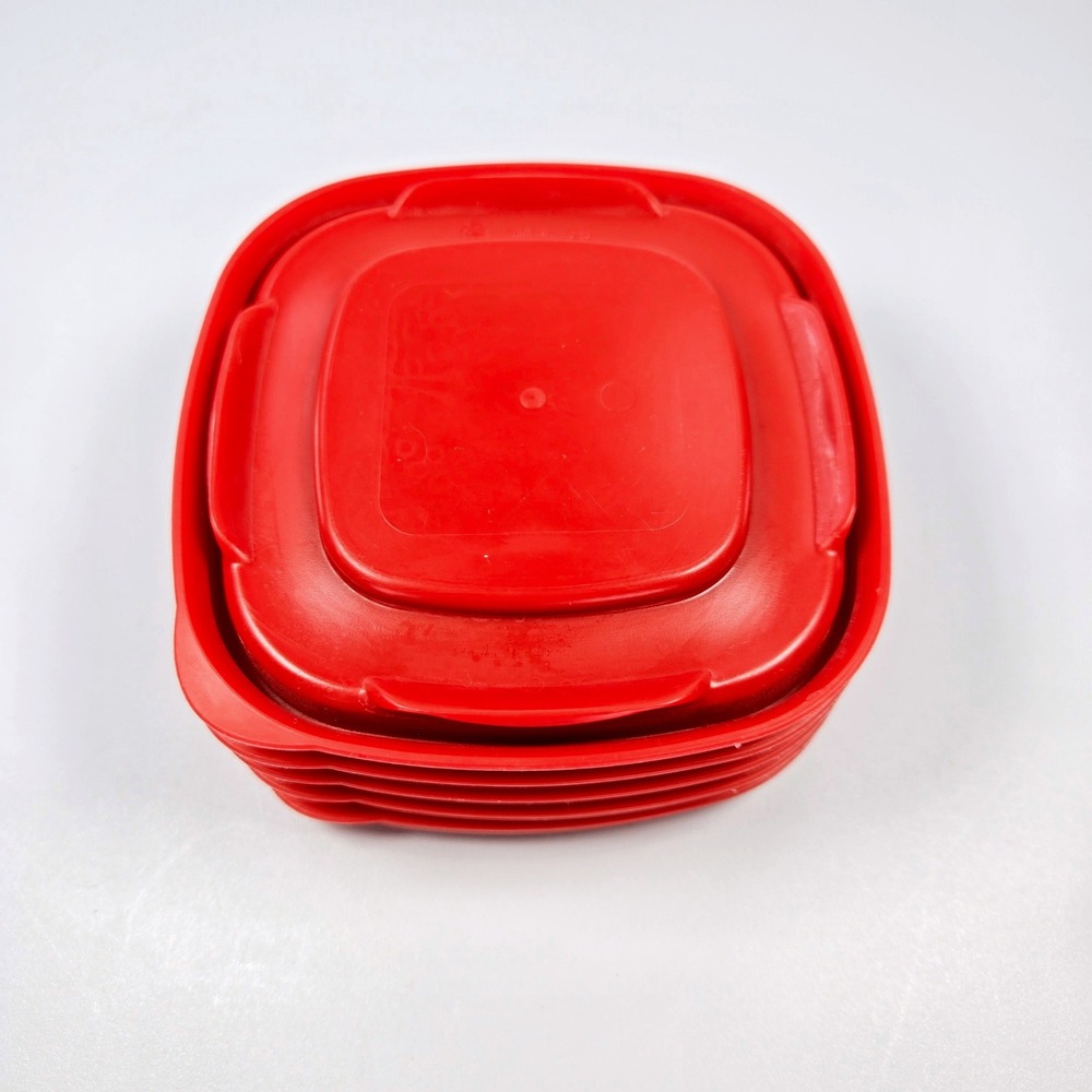 5 Rubbermaid Easy Find Lids 4.5" inch Red Square Replacement Food Storage 7J58 - Picture 4 of 5